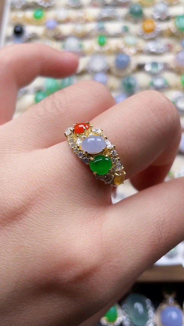 银S925镶嵌戒指翡翠242