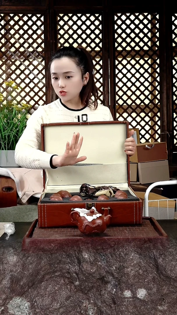茶壶紫砂17 朱泥 隐龙西施 套组