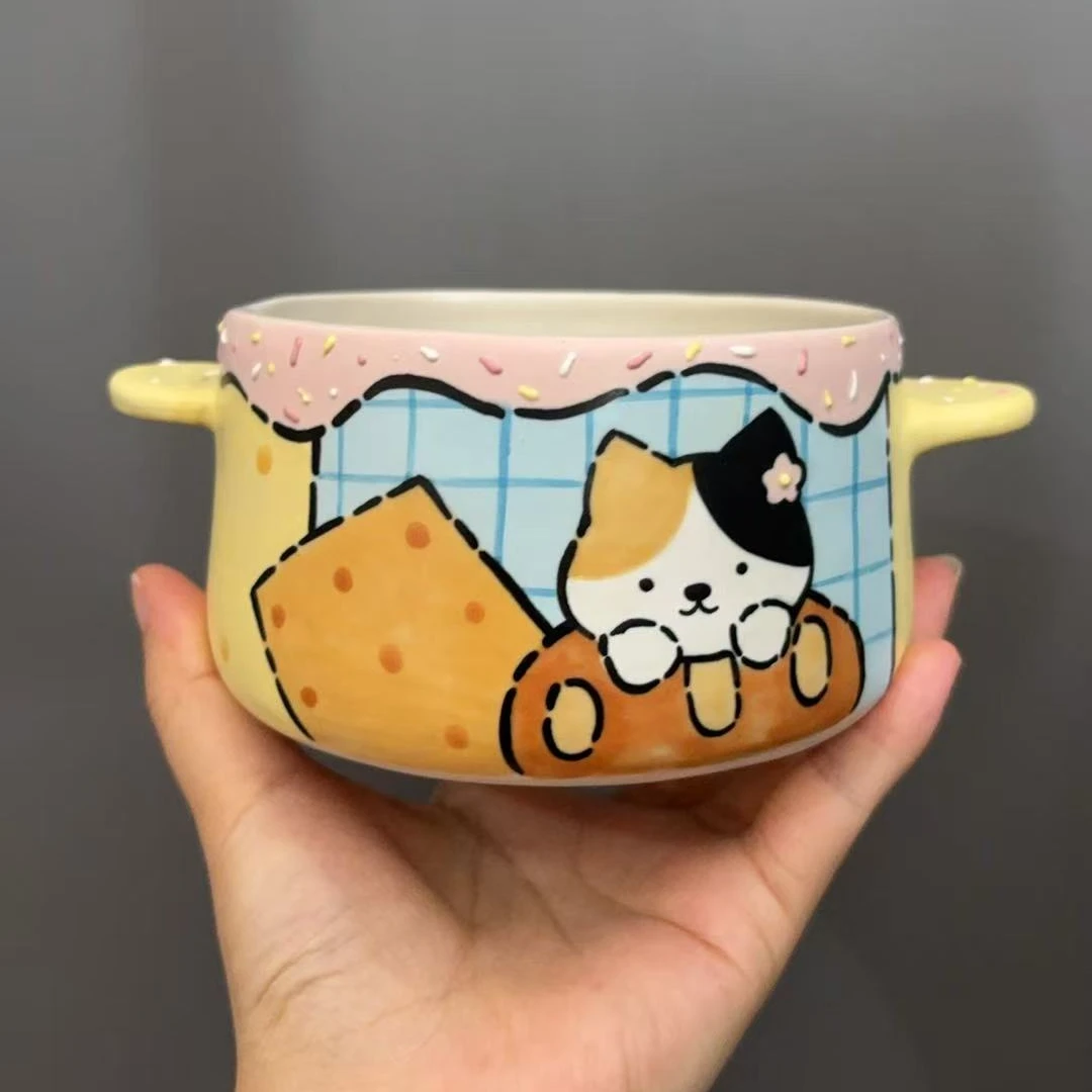 火火猫咪面包双耳碗