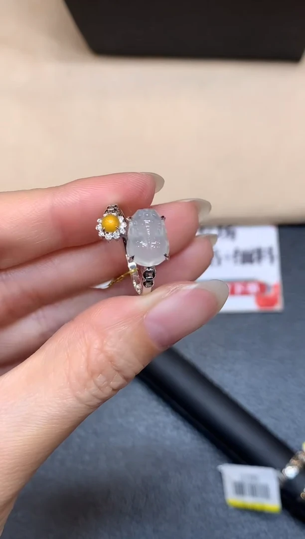 18K金镶嵌戒指翡翠22号【无鉴赏期】貔貅【无服务费