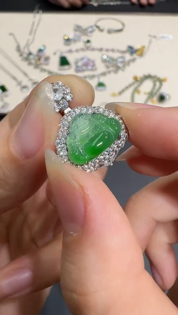 颈饰银S925镶嵌翡翠 X0103-1822-115