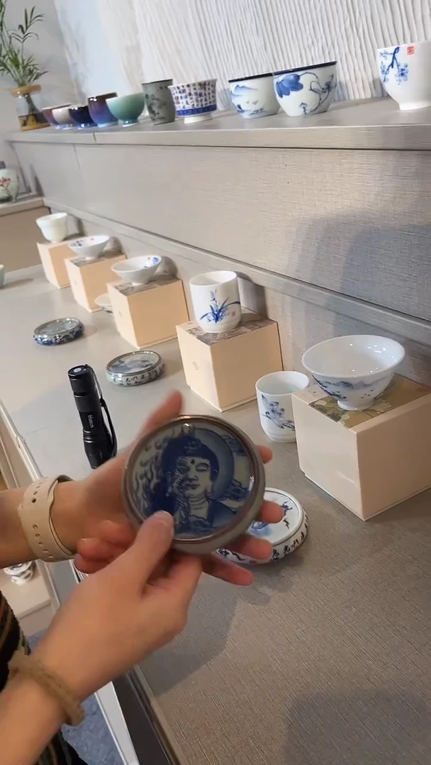 景德镇高温瓷老陶泥佛盖置