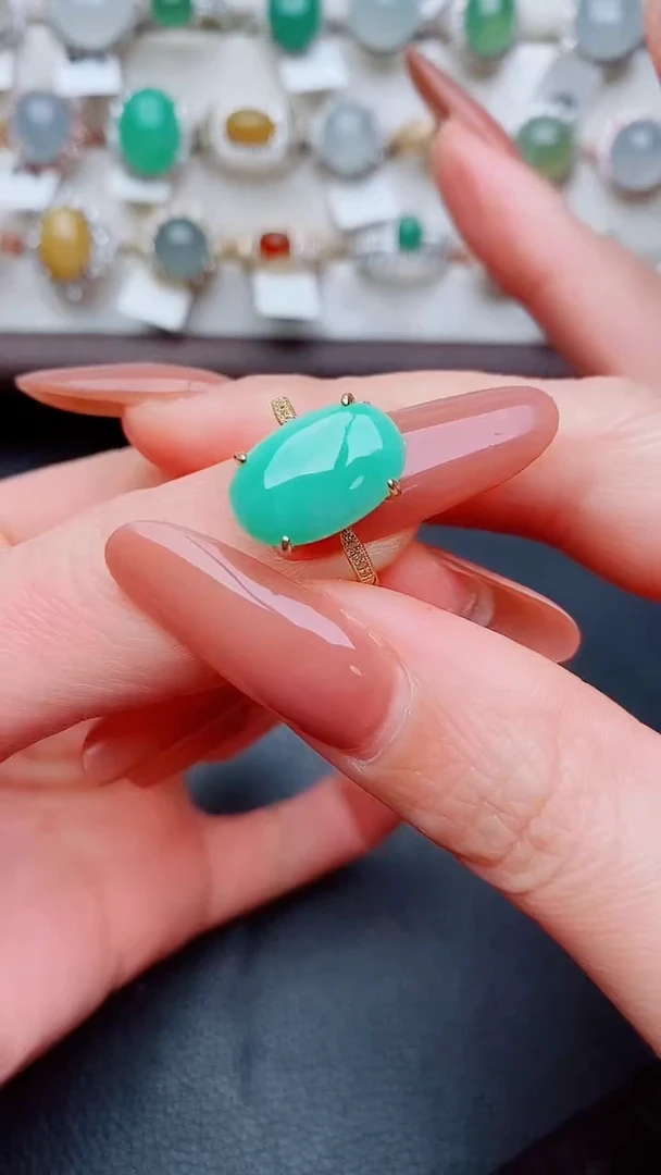 银S925镶嵌戒指翡翠...