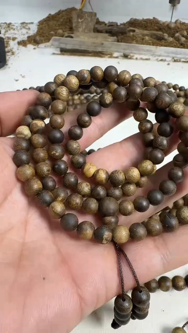 手串沉香乌身0.7规格多圈18克虫漏