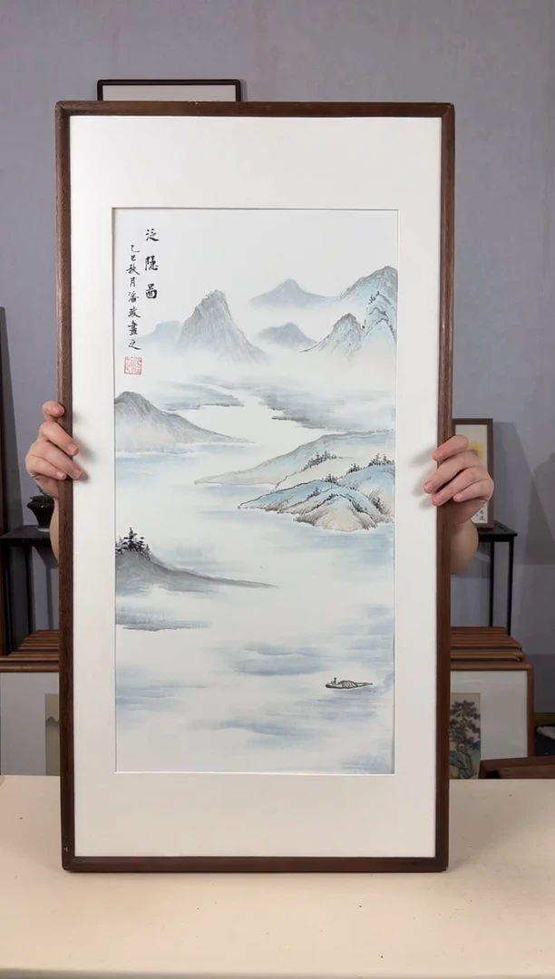 国画手绘*泛隐图*47*92cm带框发货