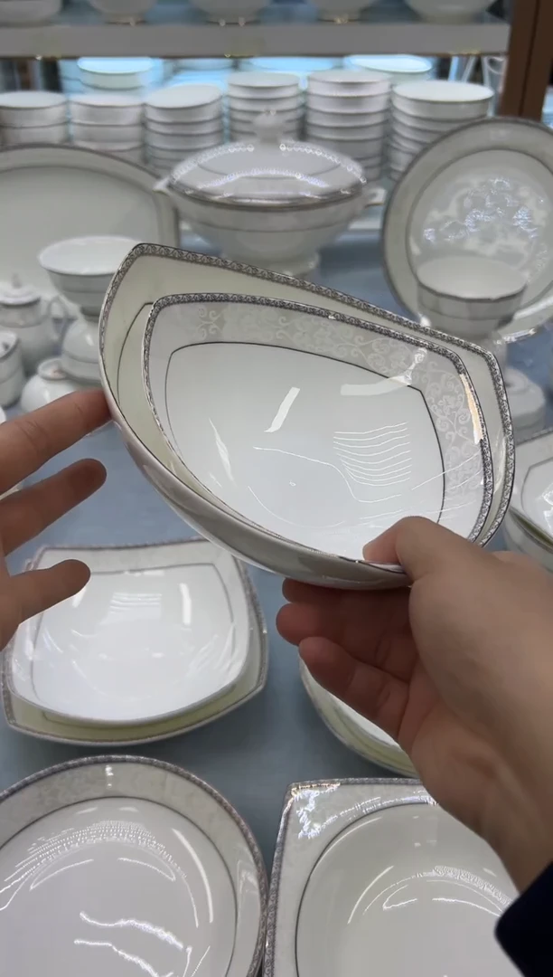 骨瓷玲珑6三角2个