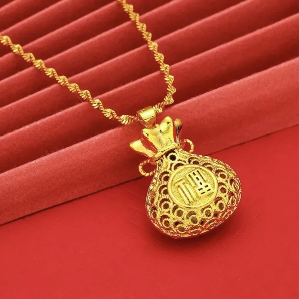 合金吊坠 合金【花丝镂空福袋】经典气质百搭时尚潮流精致金色女士