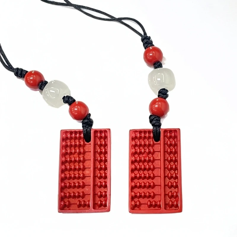 含辰砂工艺品朱砂算盘手机绳*（多样性发一件）