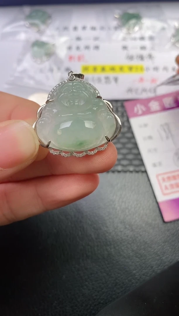 颈饰银S925镶嵌翡翠慧挂件