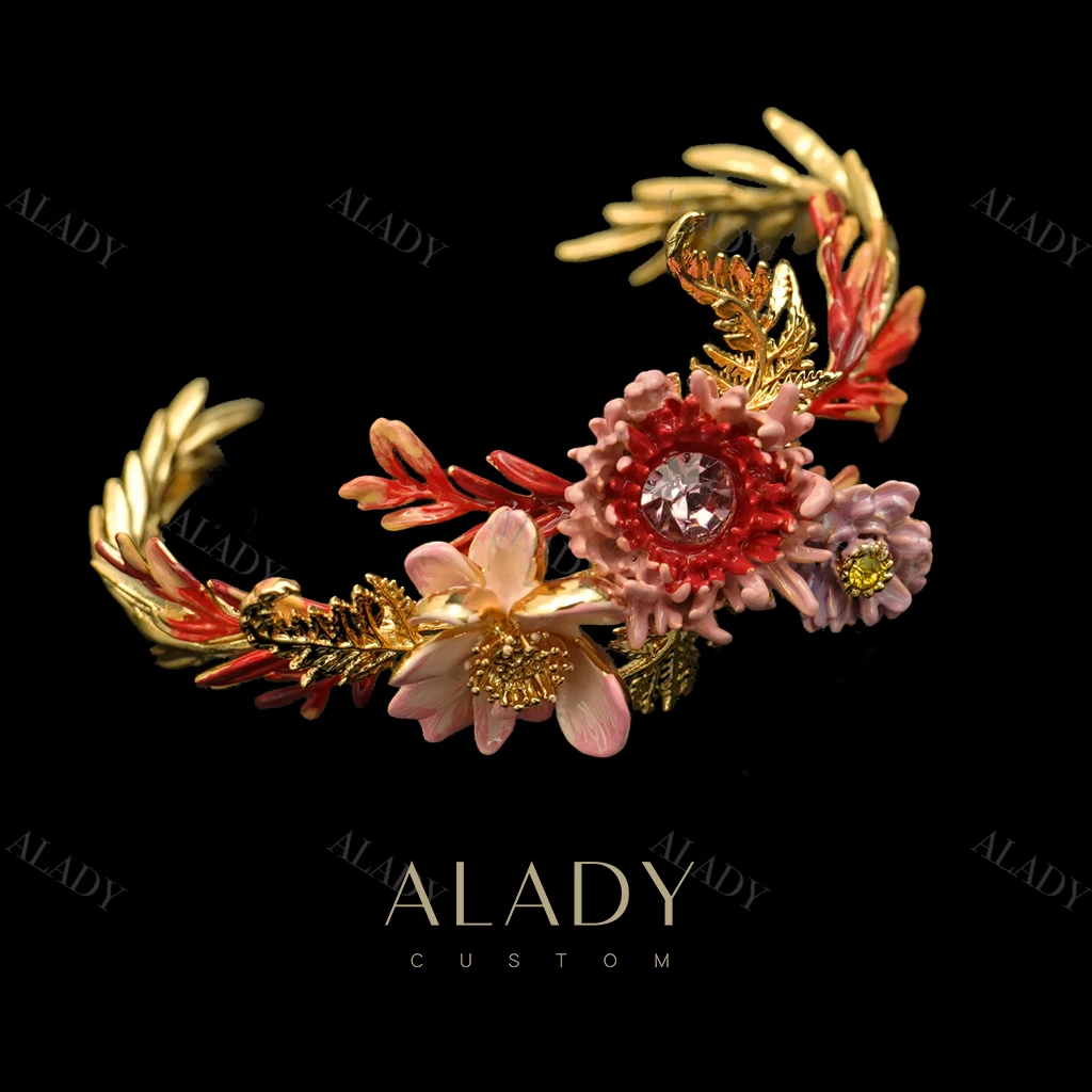 合金合成锆石手镯 花园浪漫炙热夏季精致花朵手镯