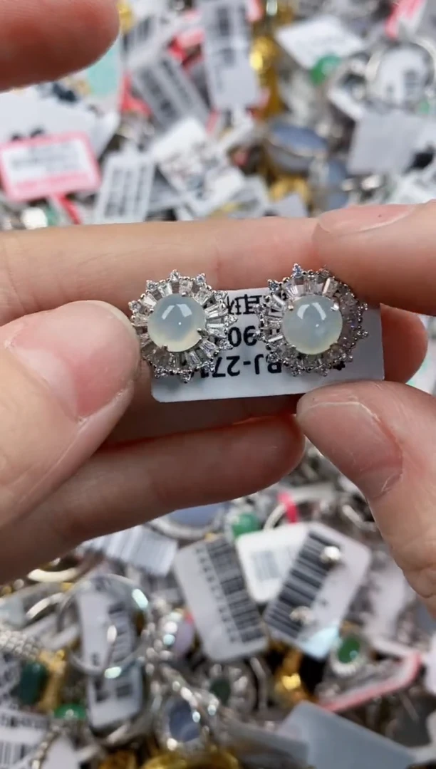 银S925镶嵌戒指翡翠15          7