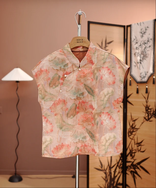 【荷塘月色】-02新中式女装粉色国风旗袍上衣夏季超好看独特短袖