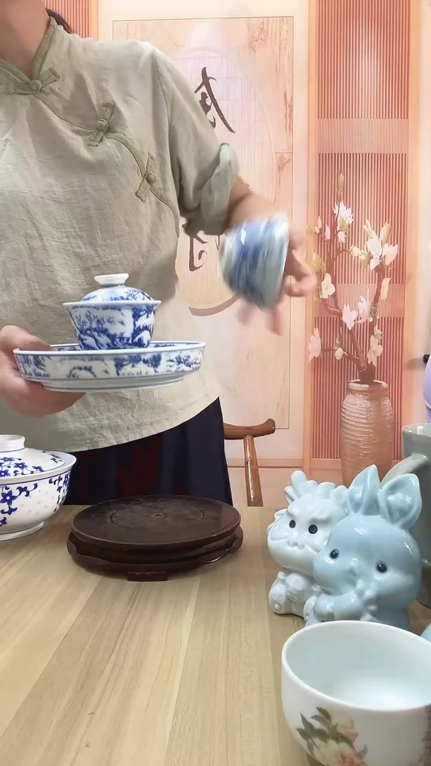 瓷雪景盖碗套装1套