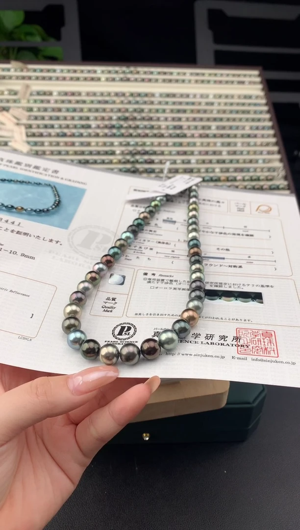 银S925镶嵌颈饰海水珍珠大溪地海水珍珠项链8-11mm银S925