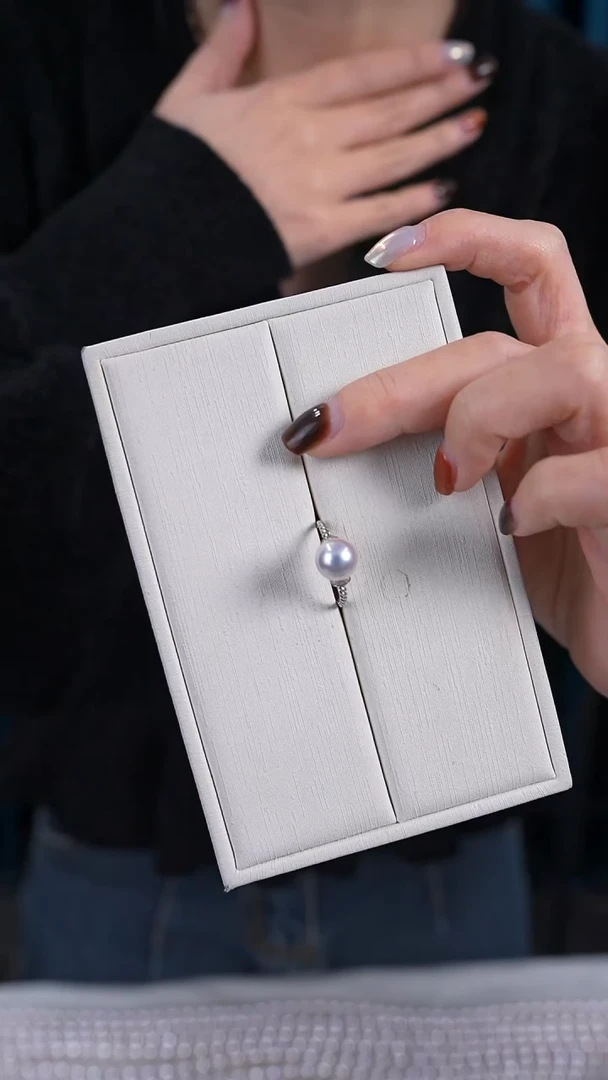 【闪购商品】海水珍珠戒指银S925镶嵌8.5-9mm真多麻戒指