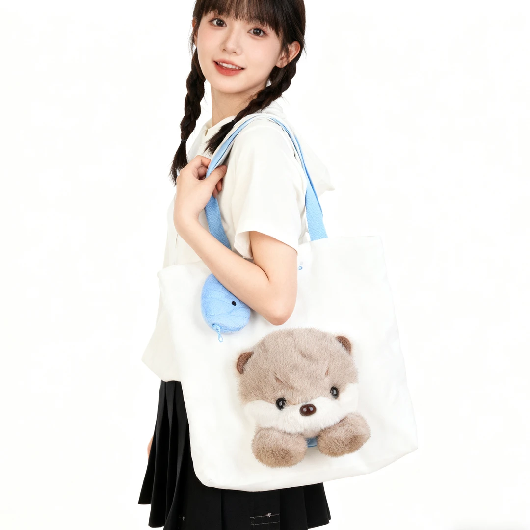 乐吉儿正版毛绒圣诞敞口时尚可折叠托特包单肩包软萌单肩潮流ins