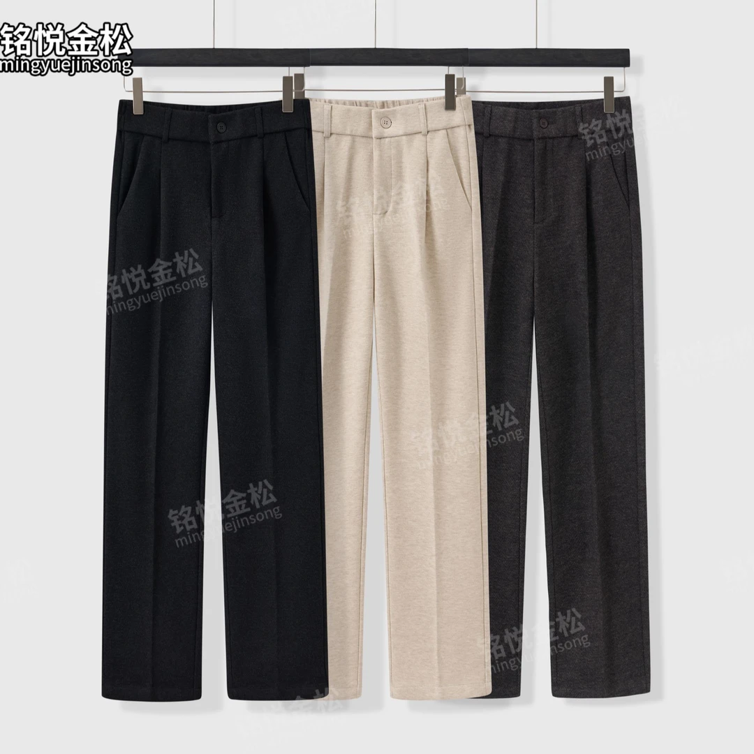 铭悦金松秋冬季含绵羊毛休闲西裤加绒加厚2025新款男士休闲裤子