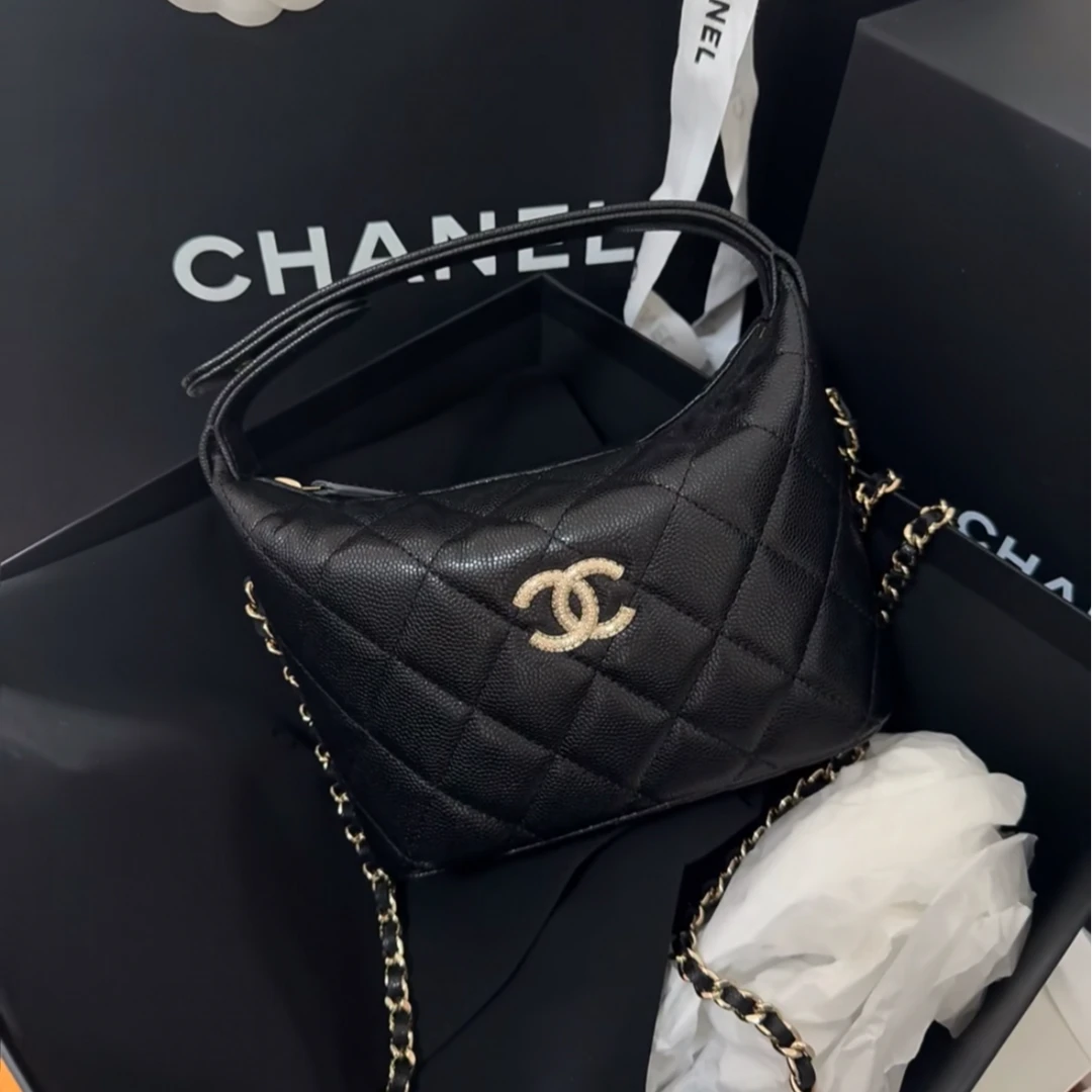 未使用 Chanel/香奈儿 小花柳 饭盒包 25A 荔枝皮钻扣镭射标