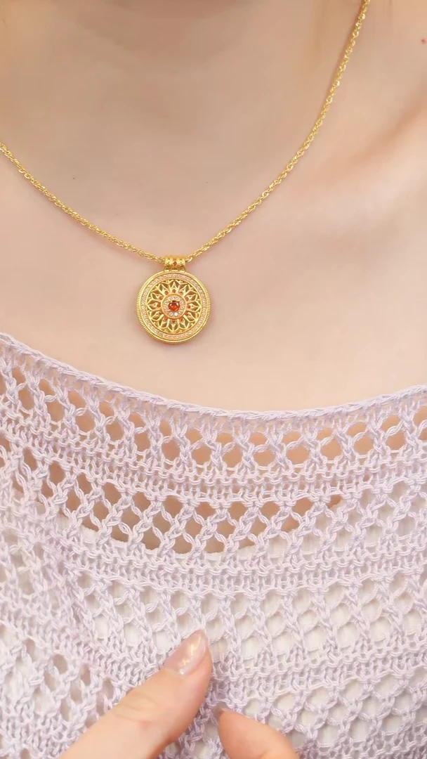 【闪购商品】和田玉项链18K金镶嵌八宝罗盘