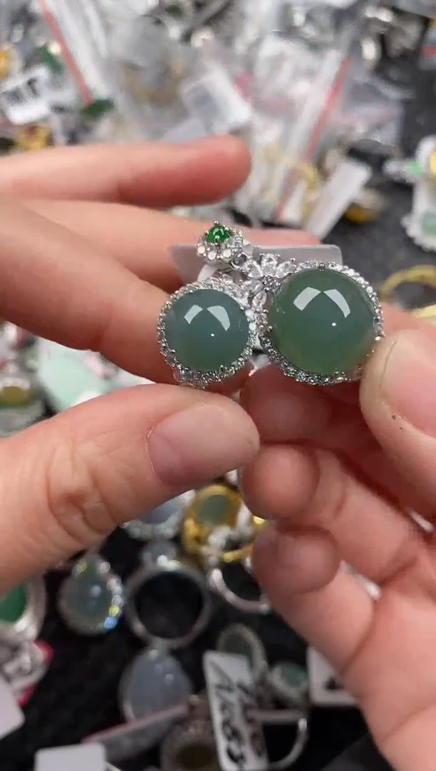 银S925镶嵌戒指翡翠10              1