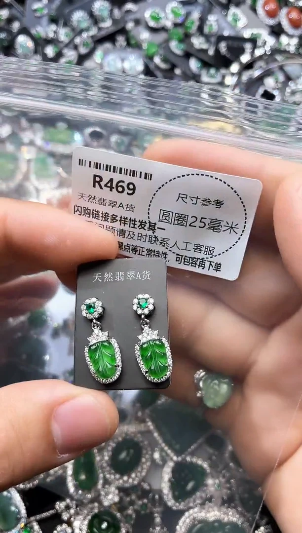 翡翠未镶嵌颈饰R469耳钉