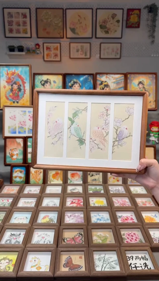 国画牡丹鹦鹉 手绘国画A4