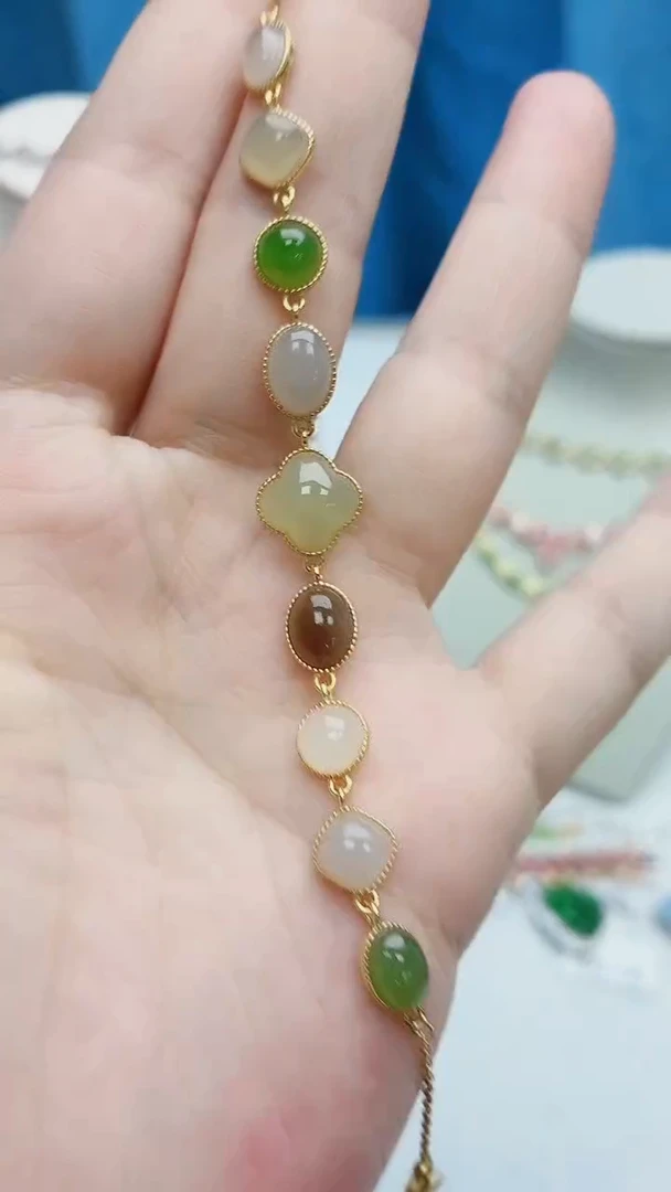 银S925镶嵌手链和田玉091ZB1113产品一个（多样性）