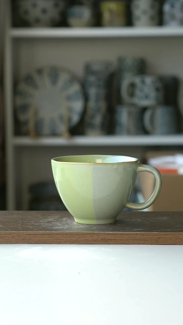 【闪购商品】陶瓷出荷兰双拼早餐杯420ml@4-2@