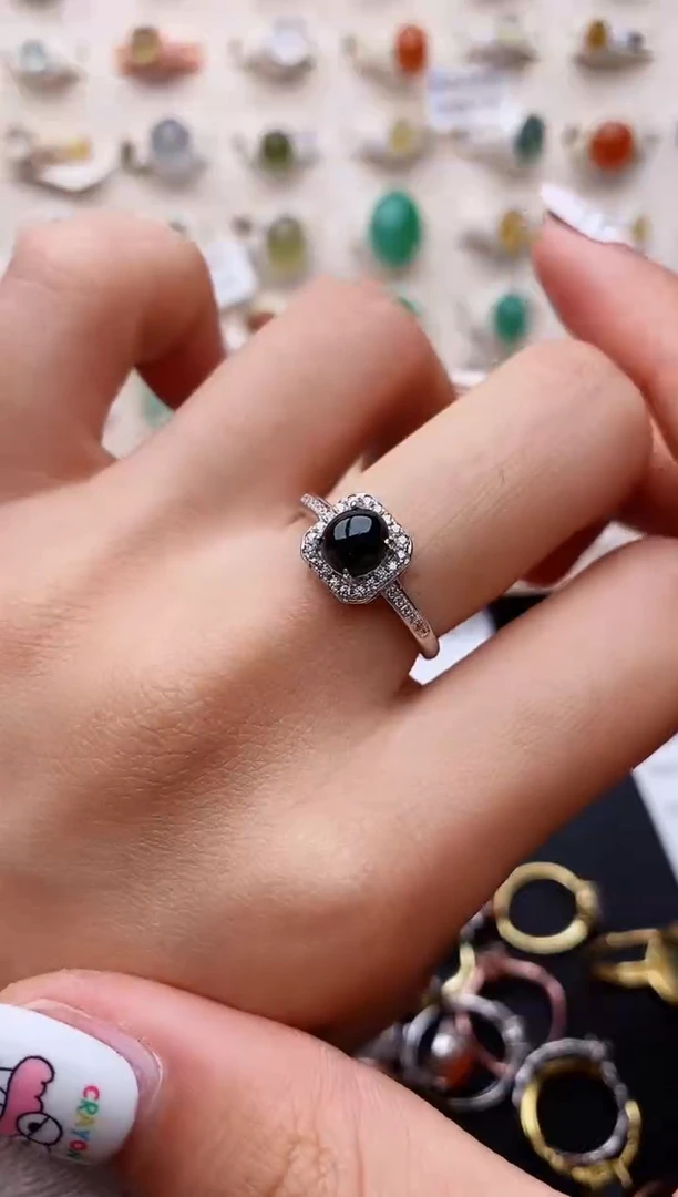 【闪购商品】翡翠戒指银S925镶嵌缅甸翡翠