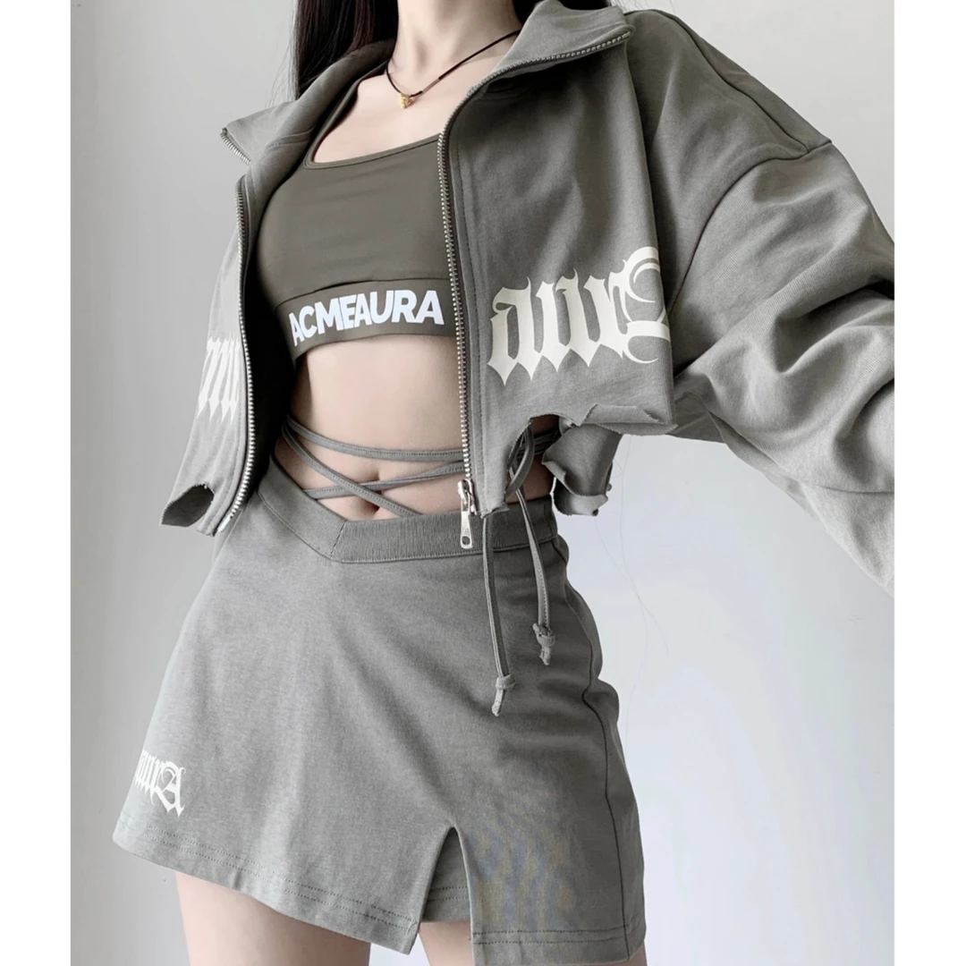 大京穿搭【念到名字的拍】春夏套装显瘦美式长袖运动辣妹短款休闲