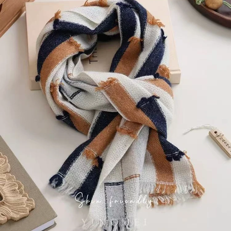 逐梦鸟德国订单款高定休闲风睫毛山羊绒披肩围巾31x185cm加厚时尚