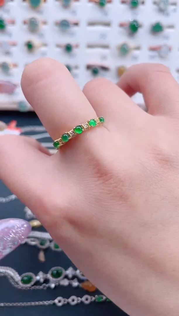 银S925镶嵌戒指翡翠天然翡翠