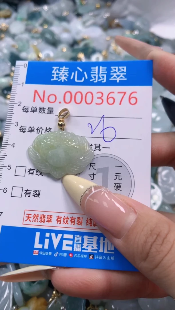 翡翠未镶嵌颈饰含绳0003676