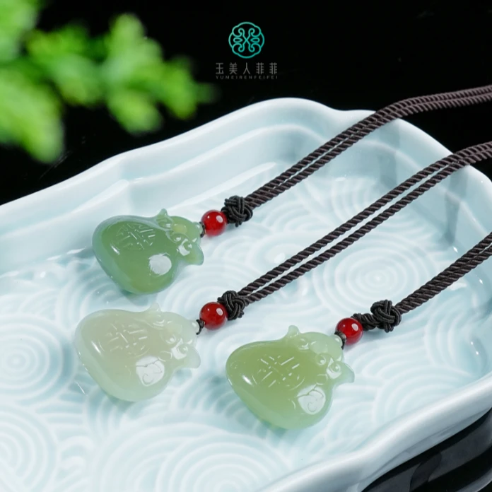石惑珠宝/和田玉吊坠-水青福袋钱袋/多样性发一
