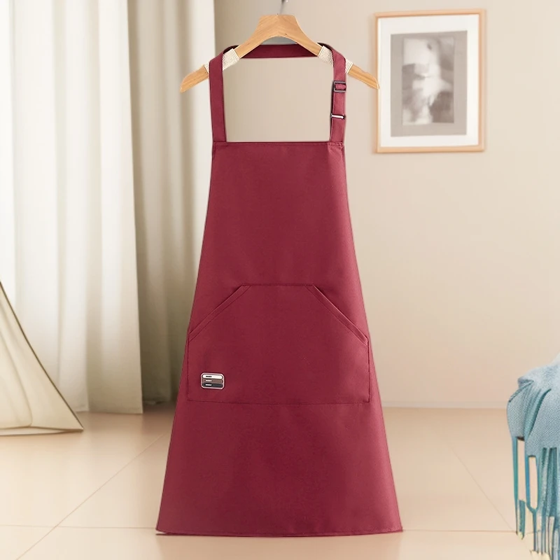 新款时尚简约居家工作围裙防水防油厨房做饭围腰上班干活工作服女
