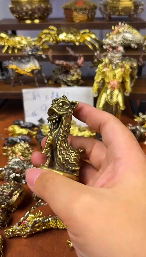 舞狮黄铜摆件铜器