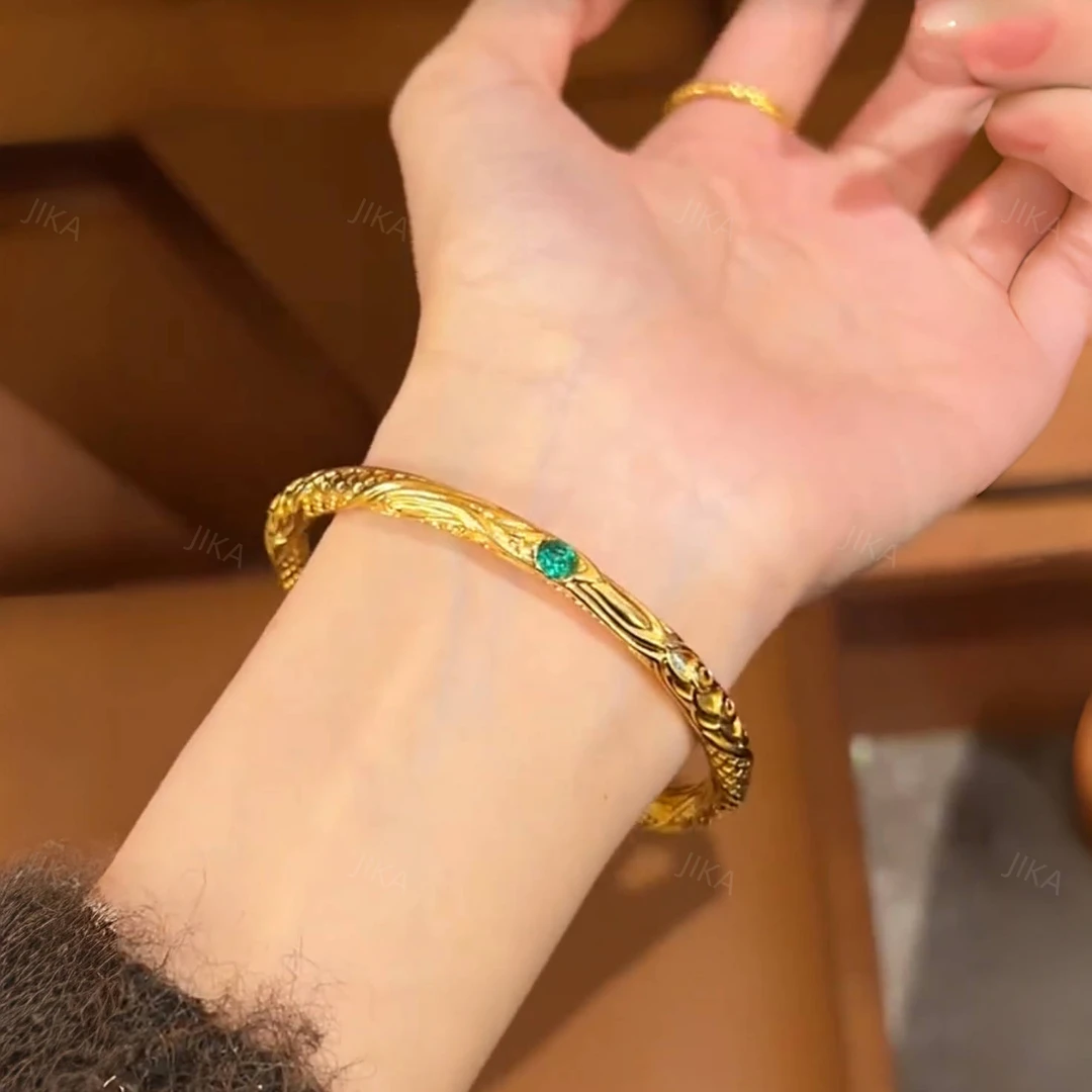 铜合金合成锆石手镯 哪吒之魔童闹海同款乾坤圈手镯古法金色花丝