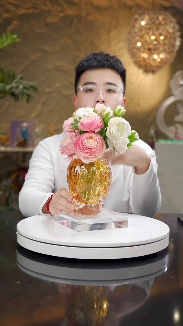 琉璃手工艺品福利琥珀水波纹香薰瓶