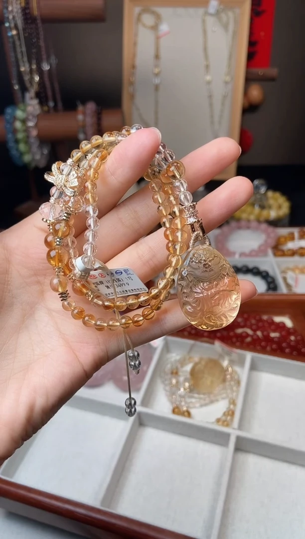 项链未镶嵌水晶暴力黄水晶狐牌