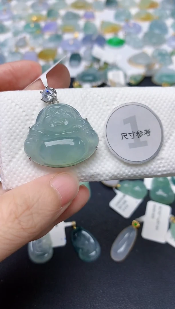 翡翠银S925镶嵌颈饰天然缅甸A货翡翠