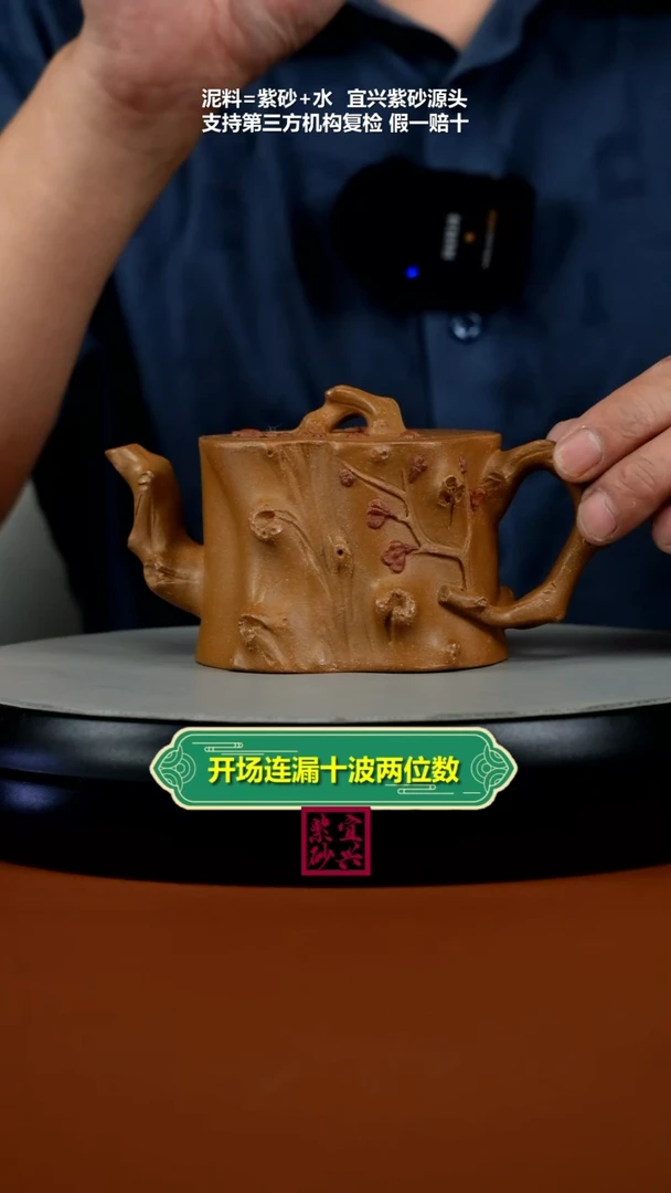 茶壶紫砂蒋静明老段泥梅花树桩220CC