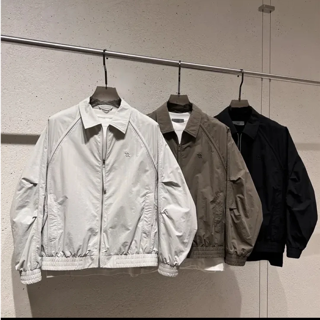 春夏新款老钱风网面拼接翻领夹克外套8522