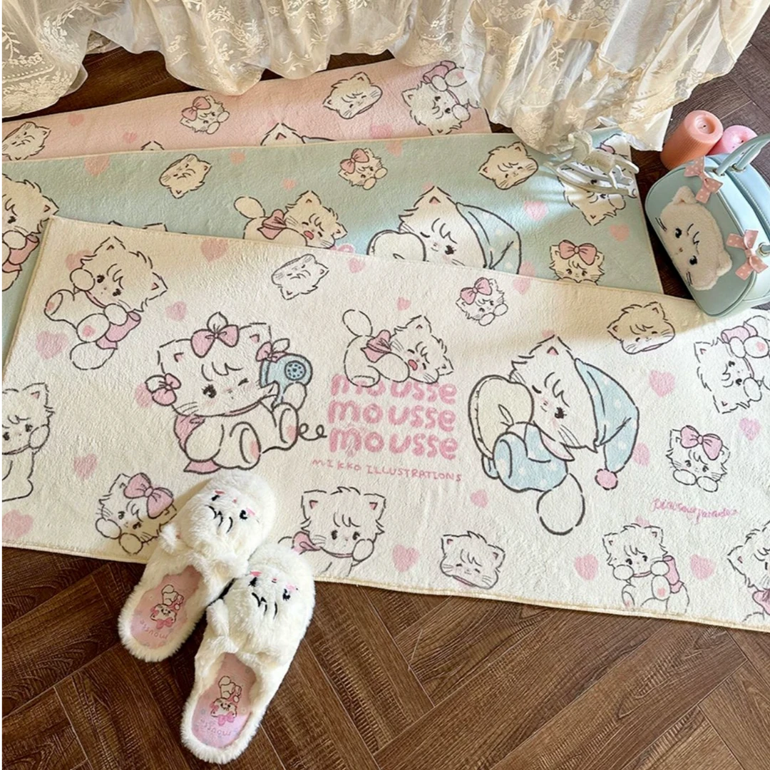 MIKKO联名少女心卧室客厅毯床边毯可爱ins地毯仿羊绒网红卧室垫