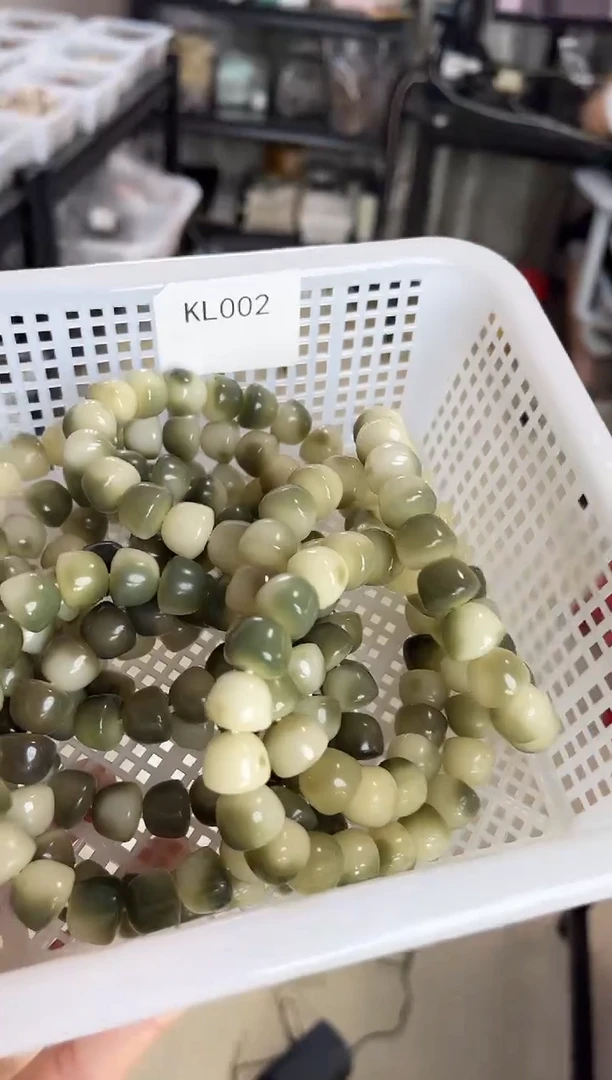 手串菩提根/象牙果KL002【菲料】绿飘花碗珠13mm
