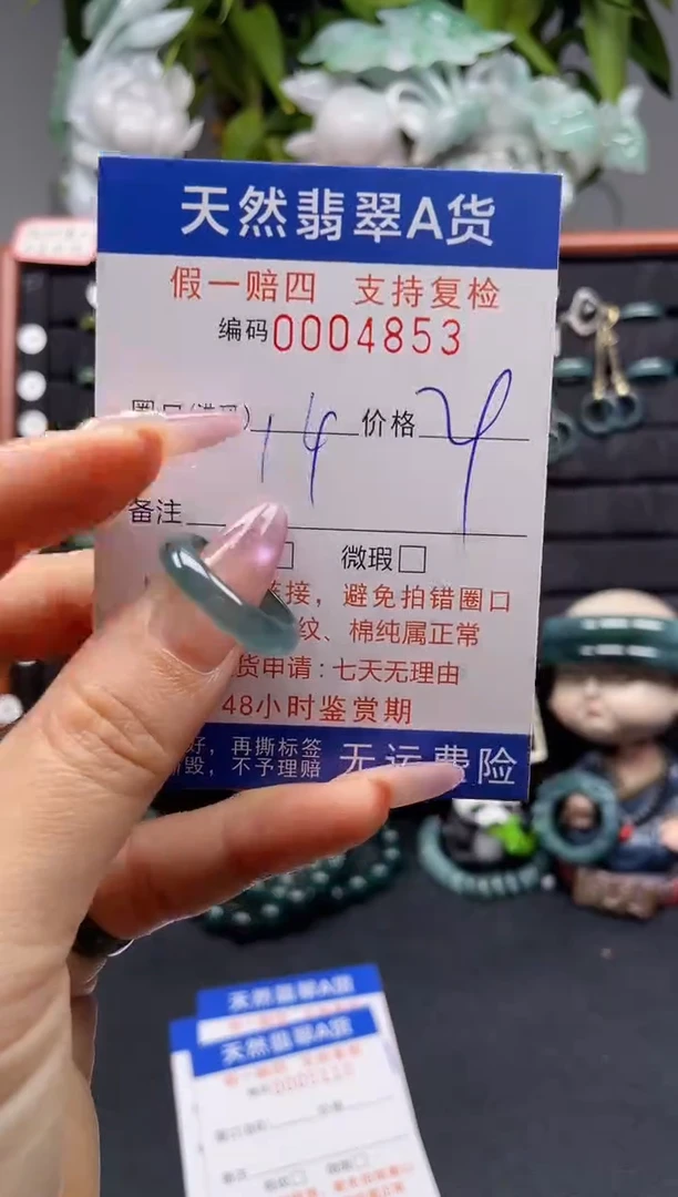未镶嵌戒指翡翠14*4853