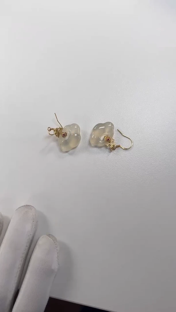 银S925镀金镶嵌耳坠玛瑙/玉髓安*人银镶嵌 耳坠 玛瑙/玉髓