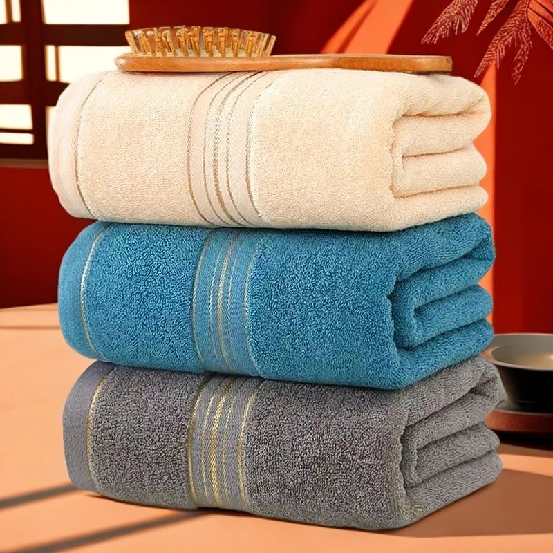 柔软吸水毛巾家用洗脸巾加厚亲肤不掉毛大号面巾金色丝带棉柔