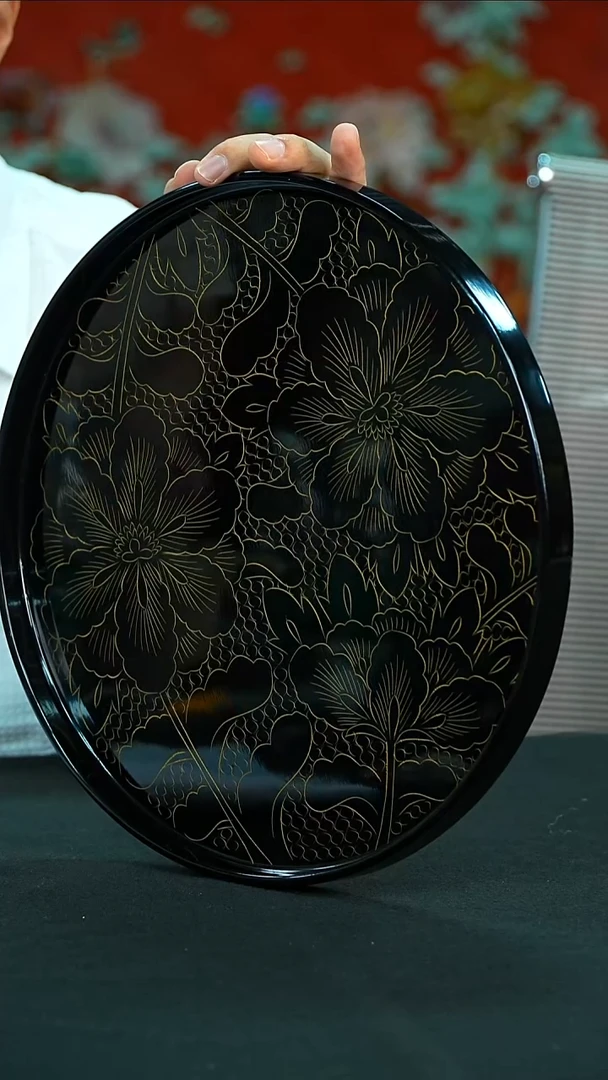 YZQQ雕填刻花托盘（黑金）