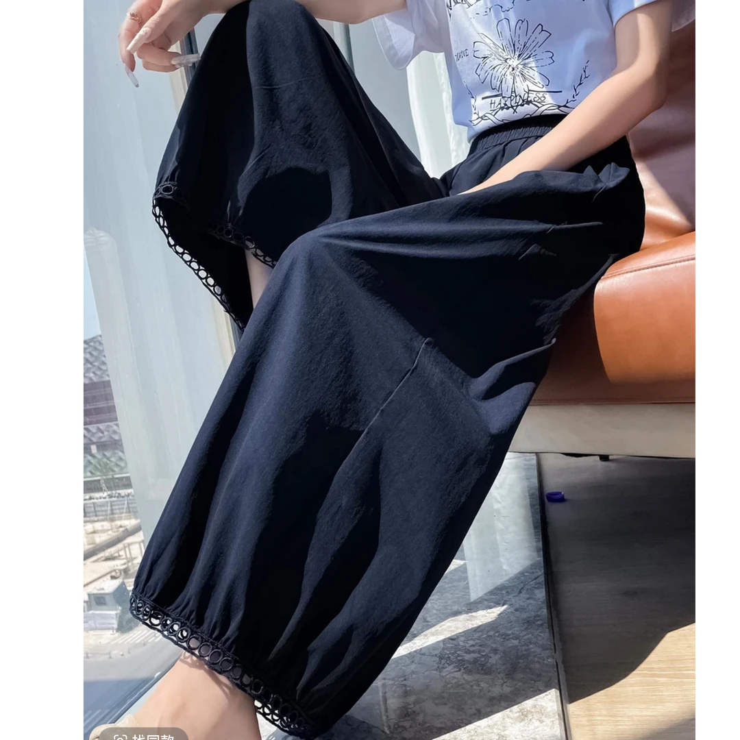 【众帆女装2】薄款九分裤微弹灯笼裤镂空休闲裤休闲宽松时尚直筒