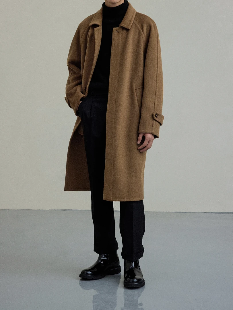 {直播专链1} 2025男士双面呢中长款冬季毛呢时尚休闲